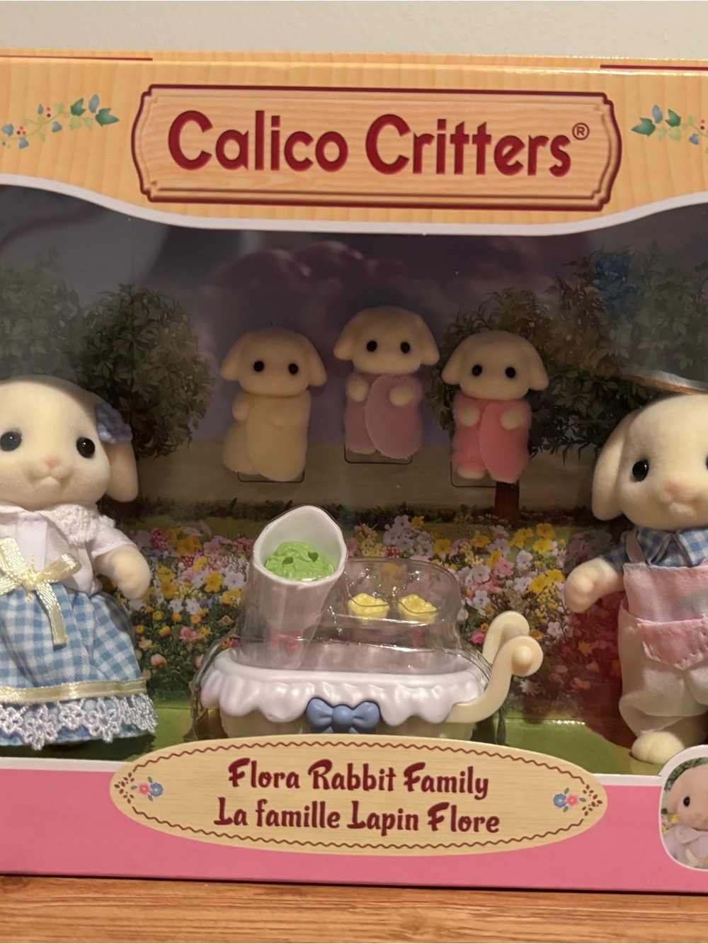 Calico Critters Flora Rabbit Family Playset - White & Pink